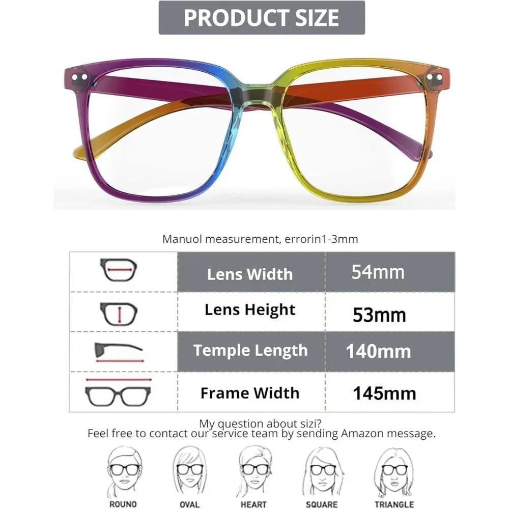 Women Men Rainbow Blue Light Blocking Glasses